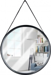 Miroir mural rond avec cadre noir 52 cm