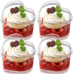 Coupelles cœur pour desserts avec couvercle 130 ml, 4 pièces