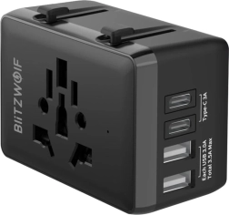 Adaptateur de voyage BlitzWolf 4-en-1 avec USB‑C et PD 20 W