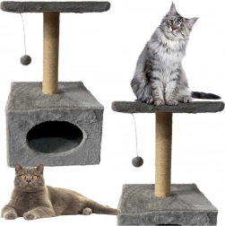 Arbre à chat avec couchage et petite souris suspendue