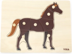 Puzzle d’insertion Montessori en bois Cheval VIGA