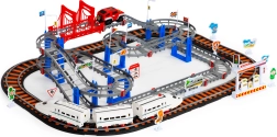 Kit électrique ville – train et voiture à piles, 2 circuits, 108 pièces