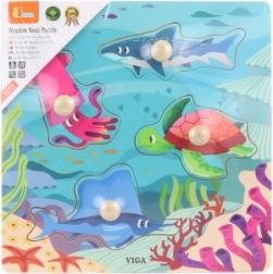 Puzzle à boutons en bois Animaux marins Viga