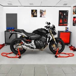 Béquille d’atelier universelle réglable pour moto (avant et arrière) 450 kg
