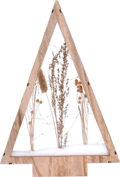 Solight décoration de Noël LED en bois, sapin avec fleurs d’hiver enneigées 37 cm - 1 pièce