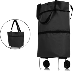 Sac de courses pliable à roulettes noir
