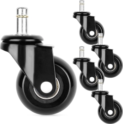 Roulettes en caoutchouc pour chaise de bureau 50 mm, axe 10 mm, lot de 5 pièces