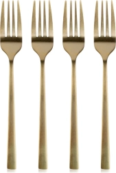 Set de 4 fourchettes à dessert dorées en acier inoxydable