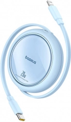 Câble de charge rétractable Baseus Free2Pull USB‑C vers Lightning 20 W bleu