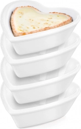 Coupelles apéritif en porcelaine en forme de cœur 7,5 cm, 35 ml, lot de 4