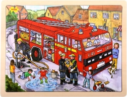 Bigjigs Toys puzzle en bois Pompiers 24 pièces