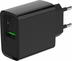 Chargeur rapide USB‑C + USB‑A 20 W, noir