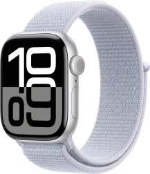 Apple Watch Series 10 GPS boîtier aluminium 42 mm argent avec bracelet sport bleu