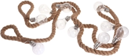 Guirlande lumineuse sur corde en jute 3 m, 30 LED, 10 ampoules