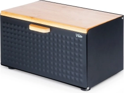 Boîte à pain en métal noir et bambou avec double couvercle 35,5 × 22 × 20,5 cm Vilde