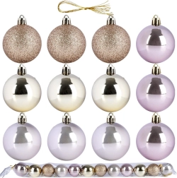 Boules de Noël rose-or incassables 5 cm, lot de 12 pièces
