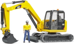 Mini-pelle Bruder CAT avec figurine d’ouvrier 1:16