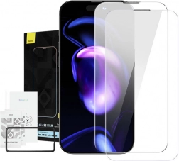 Baseus Crystal verre trempé anti-poussière 0,3 mm pour iPhone 14/13/13 Pro – Pack de deux