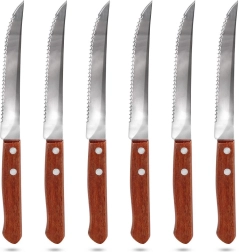 Set de couteaux à steak dentelés en acier inoxydable, 20,5 cm, 6 pcs