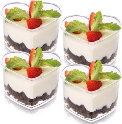Coupelles pour desserts et amuse-bouches en forme de cœur 130 ml, lot de 4