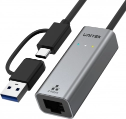 Adaptateur Unitek USB-C/USB-A vers Ethernet RJ-45 2,5 Gbit/s