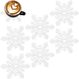 Dessous de verre en feutre flocons de neige, blancs, 13,5 cm, 6 pcs