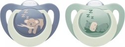 Tétine NUK First Choice Night 6–18 m, 2 pcs, hippopotame/koala