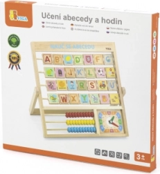 Alphabet et horloge en bois en langue tchèque