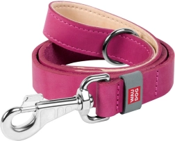Laisse en cuir pour chien WAUDOG, 25 mm, 122 cm, rose
