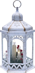Solight lanterne de Noël LED blanche 33 cm avec 3 bougies LED