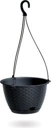 Suspension pour plantes aspect rotin anthracite