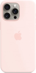 coque en silicone avec MagSafe pour iPhone 15 Pro Max – rose clair