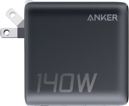 Chargeur secteur ANKER 140W PD 3.1 avec câble USB‑C et LED, noir