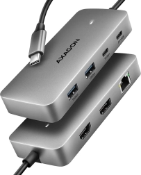 Axagon hmc-cub83x2 hub usb‑c 7‑en‑1, 10 gbps, hdmi 4k/144 hz, dp 8k/30 hz, glan, pd 100 w