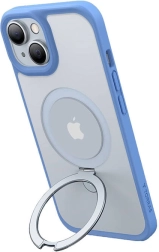 Torras Ostand Matte coque mate avec anneau magnétique pour iPhone 15 (bleu foncé)