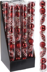 Boules de Noël en verre rouges 3 cm, lot de 9 pièces