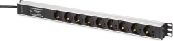 Barrette d’alimentation rack DIGITUS PDU 9× Schuko avec protection contre les surtensions et filtre EMI/RFI, 620 mm