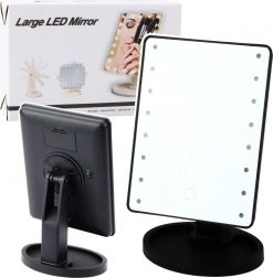 Miroir cosmétique LED avec socle et réglage noir