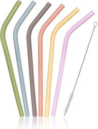 Pailles en silicone Culinaria 6+1 avec goupillon de nettoyage