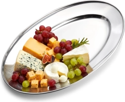 Plateau ovale en acier inoxydable 34 × 21,5 cm