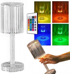 Lampe de table RGB en cristal avec télécommande, USB‑C, tactile