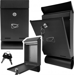 Boîte aux lettres en acier galvanisé avec tube à journaux, noire 32,5 × 22,5 × 9,5 cm