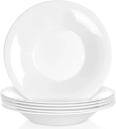Assiettes creuses en verre opalin 21,5 cm, 400 ml, lot de 6