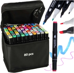 Marqueurs à alcool double pointe en étui avec support – 80