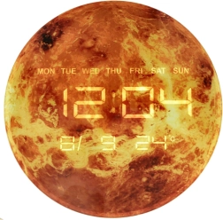 Horloge murale Planète Mars avec écran LED 32 cm – Orange