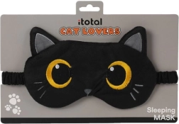Masque de sommeil avec motif de chat noir