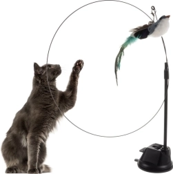 Jouet pour chats avec ventouse et petit oiseau