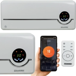 Kaminer Airo rideau d’air chaud électrique mural avec Wi‑Fi et télécommande