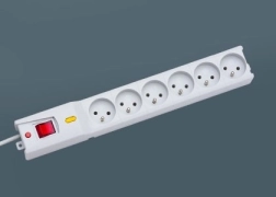 Multiprise parafoudre Lestar, 6 prises, 3 m, grise