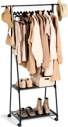 Portant vêtement sur roulettes en métal 88 × 44 × 160 cm